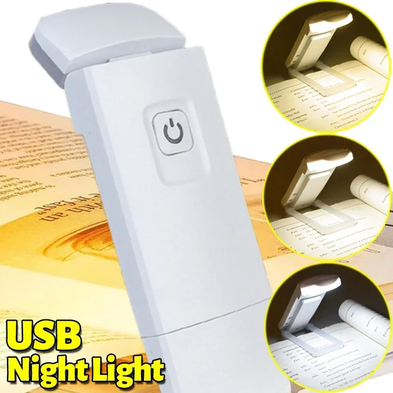 Mini Reading Clip Light USB Charging Night Light LED Adjustable Brightness Eye Protection Book Lamp Portable Folding Pocket Lamp