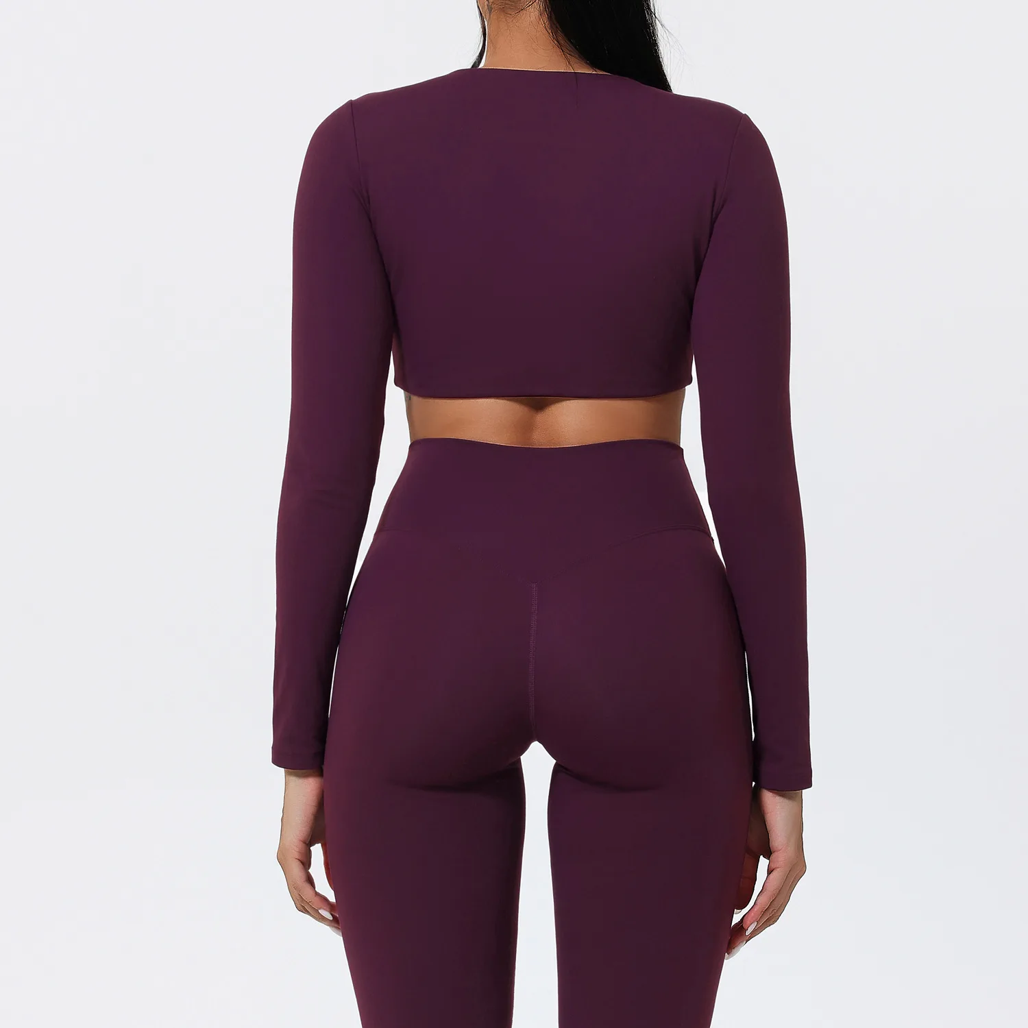 الخريف والشتاء شبك ملابس اليوغا للنساء ضيق مثير طويلة الأكمام المحاصيل القمم المرأة تجريب اللياقة البدنية الرياضة بيلاتيس تي شيرت #2