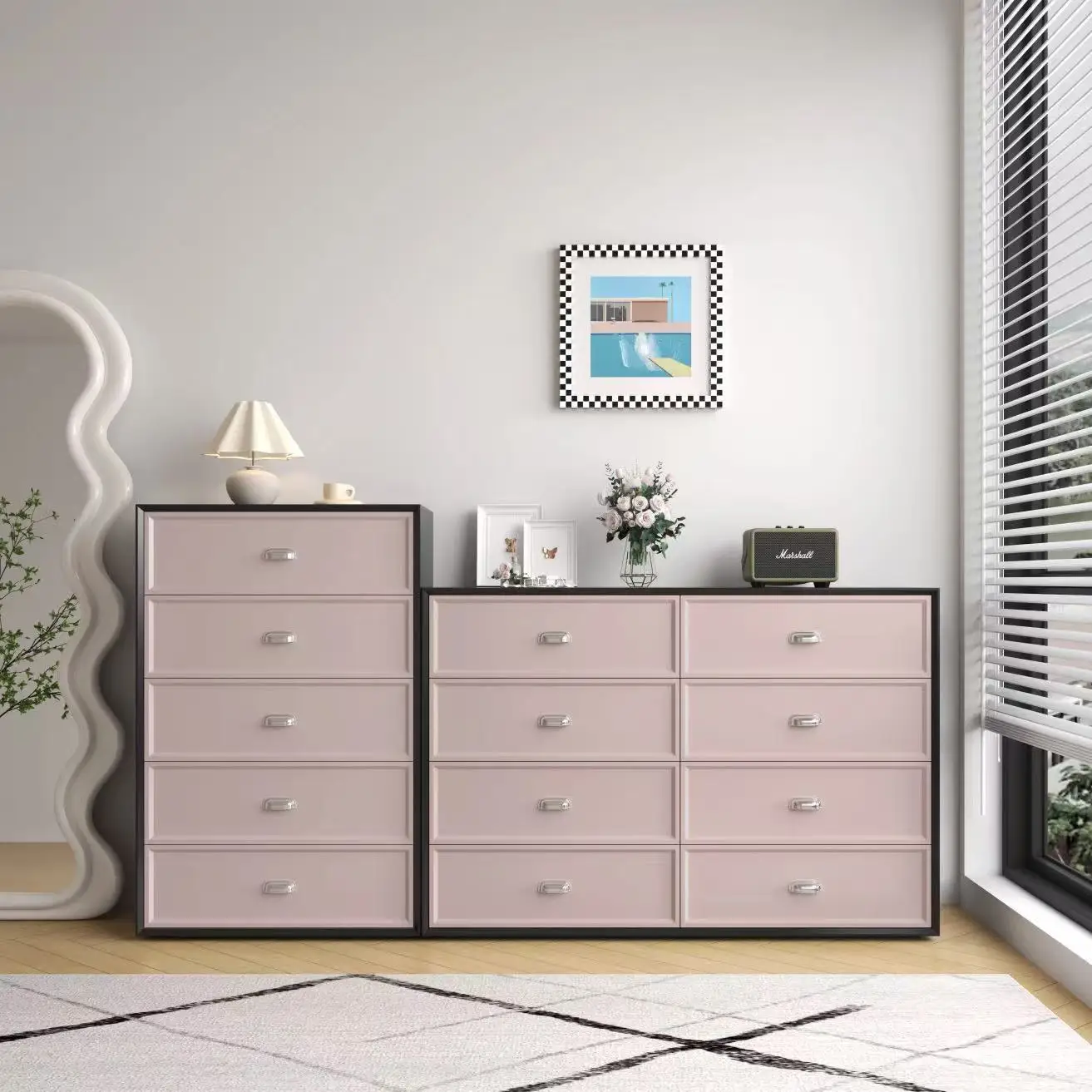 

HYS new solid wood dressing table is retractable, modern, minimalist, and vintage-style bedside dressing table for storage