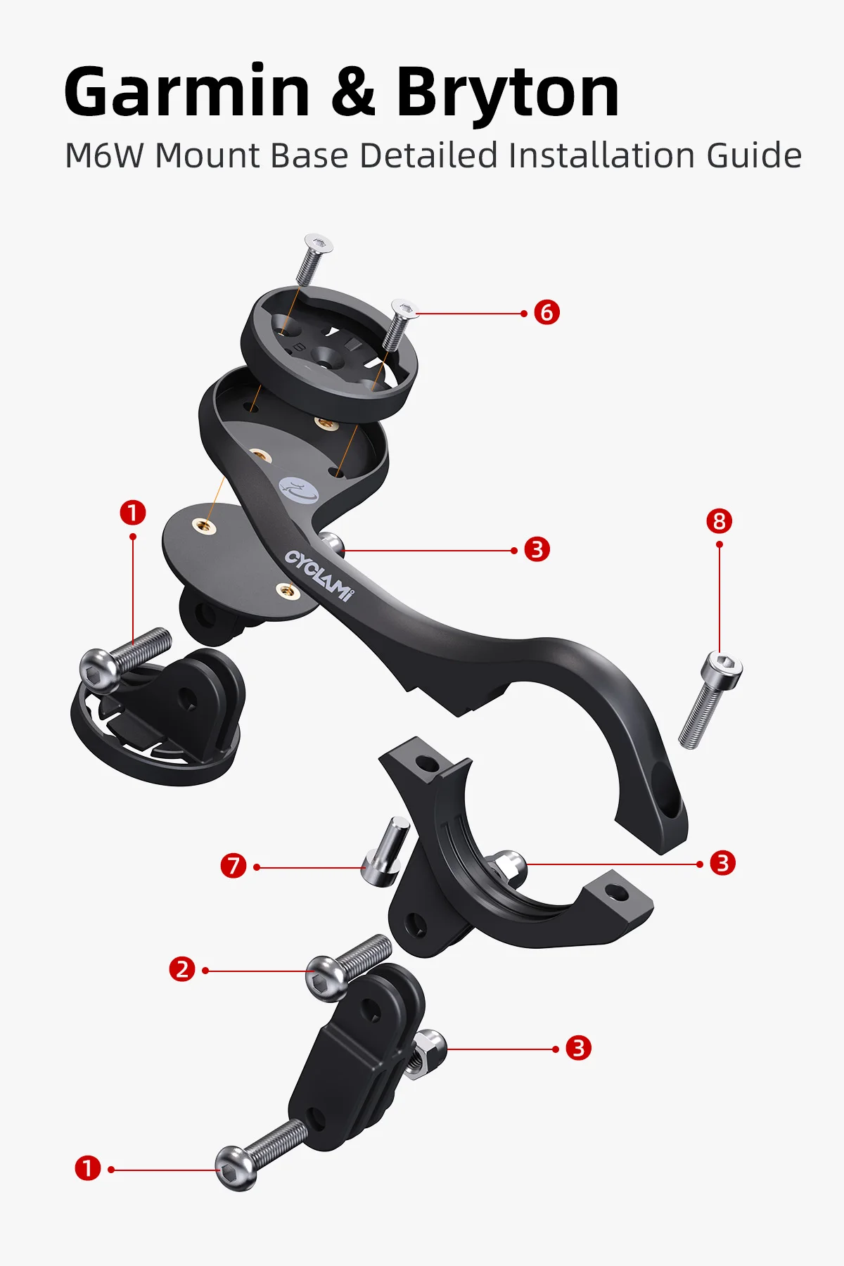 CYCLAMI Fahrradcomputerhalterung Gopro Kamerahalterung Scheinwerferhalterung M5 M6 Unterstützung GARMIN XOSS IGPSPORT, M6W Unterstützung Bryton Wahoo – Detail 11