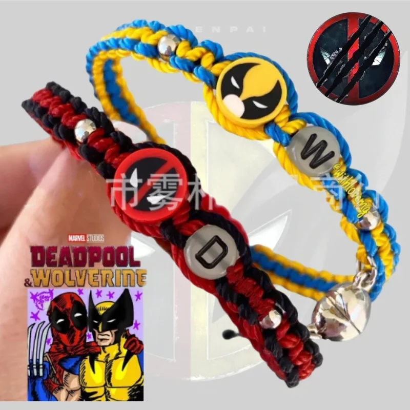 

Deadpool Wolverine 1 Pairs Bracelet for Best Friend Hot Movies Handwoven Hearts Best Brothers Couple Bracelet Deadpool Gift