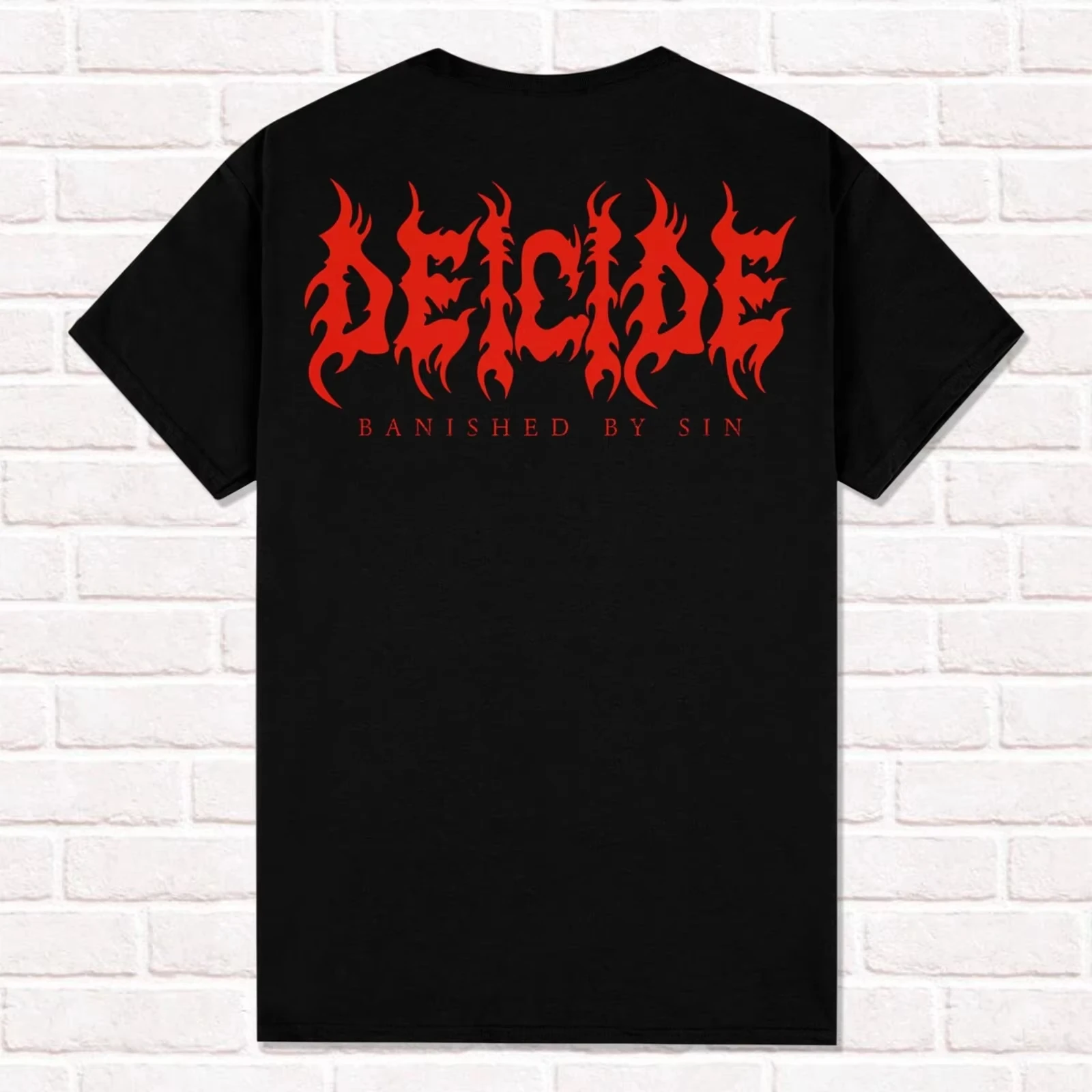 تي شيرت Deicide Banished By Sin 2024 Florida Death Metal Brutal Style قميص تي شيرت علوي للجنسين قطن كم قصير شارع العليا
