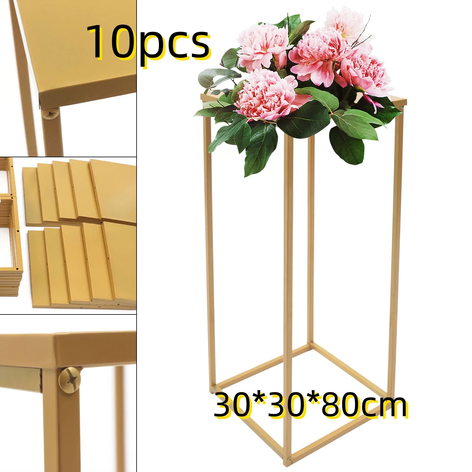 

Flower Floor Vase Metal Column Flower Stand Flower Arrangement For Wedding Party Dinner Centerpiece Gold