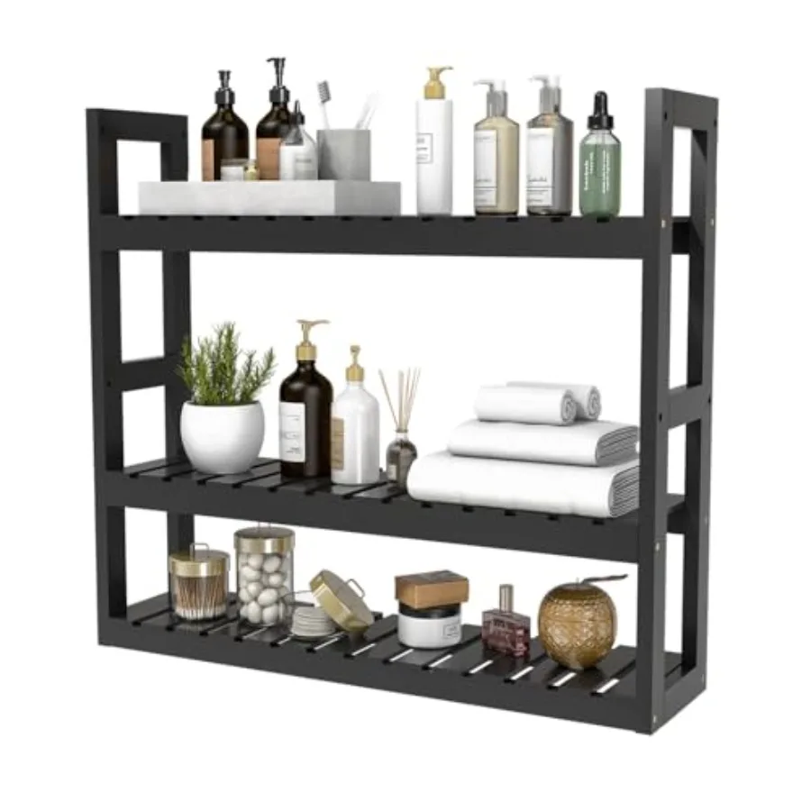 

Bathroom Shelf 3-Tier Wall Mount Storage Rack Multifunctional Adjustable Layer Free Standing Over Toilet Utility Shelves Living