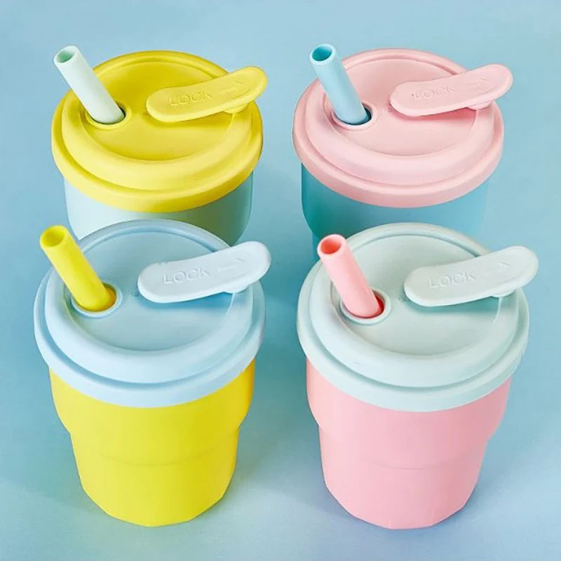 

Leak-Proof Drinking Water Bottles Portable Travel Cup 400ml Coffee Mug With Lid Straw Silicone Cold Juice Milk Tea Mug