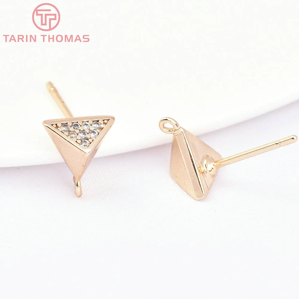 

4 шт., латунные серьги-гвоздики с цирконом, 1992 мм