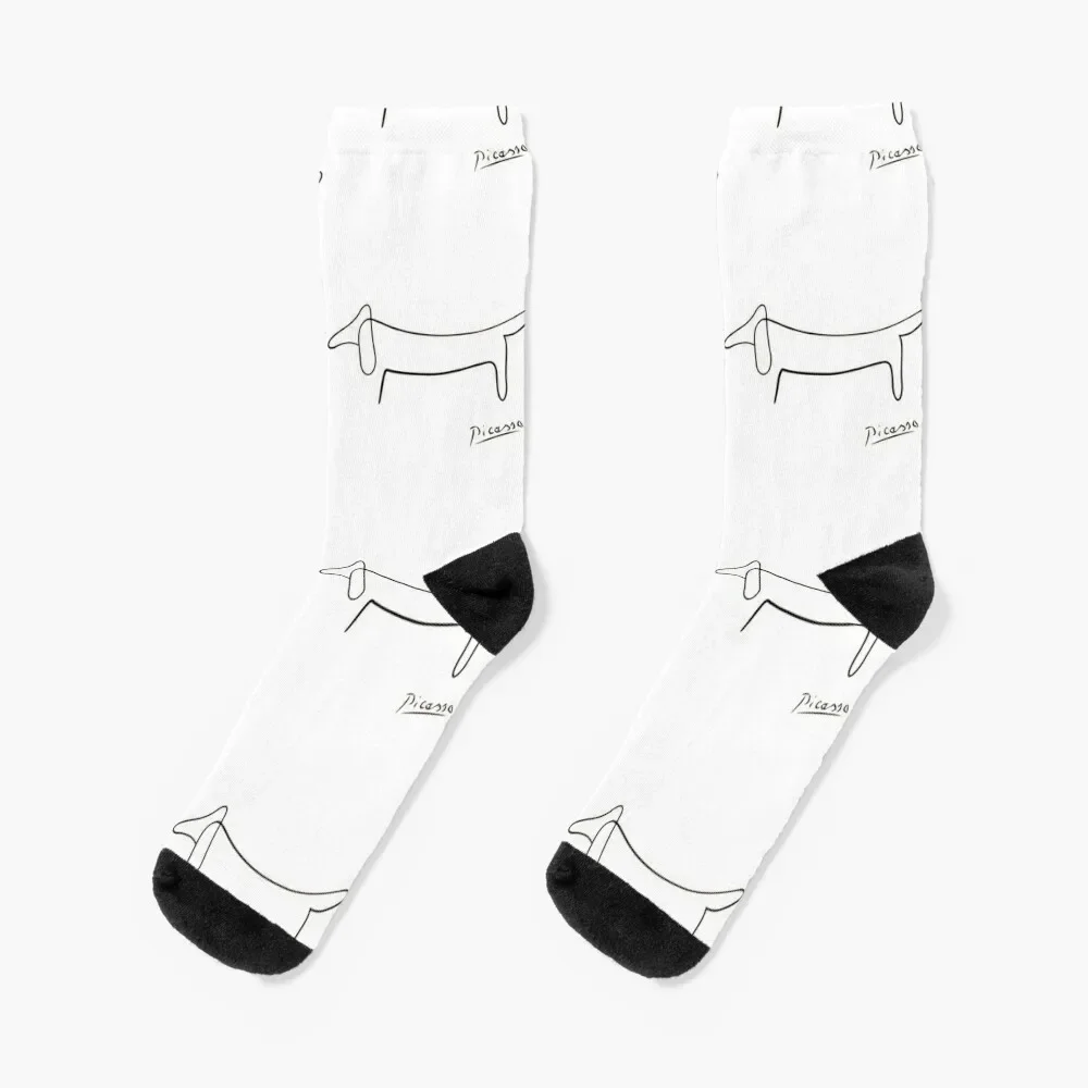 

Dog Line Art Socks Running christmas gift moving stockings Socks Women Men's