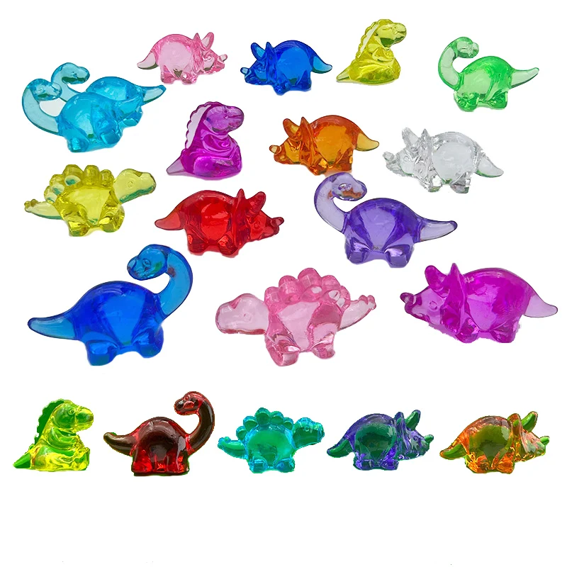 Juguete de dinosaurios acrílicos de 12 piezas para niños, juguetes de gemas acrílicas DIY, juguetes de decoración de animales coloridos para fiestas, manualidades de dinosaurios