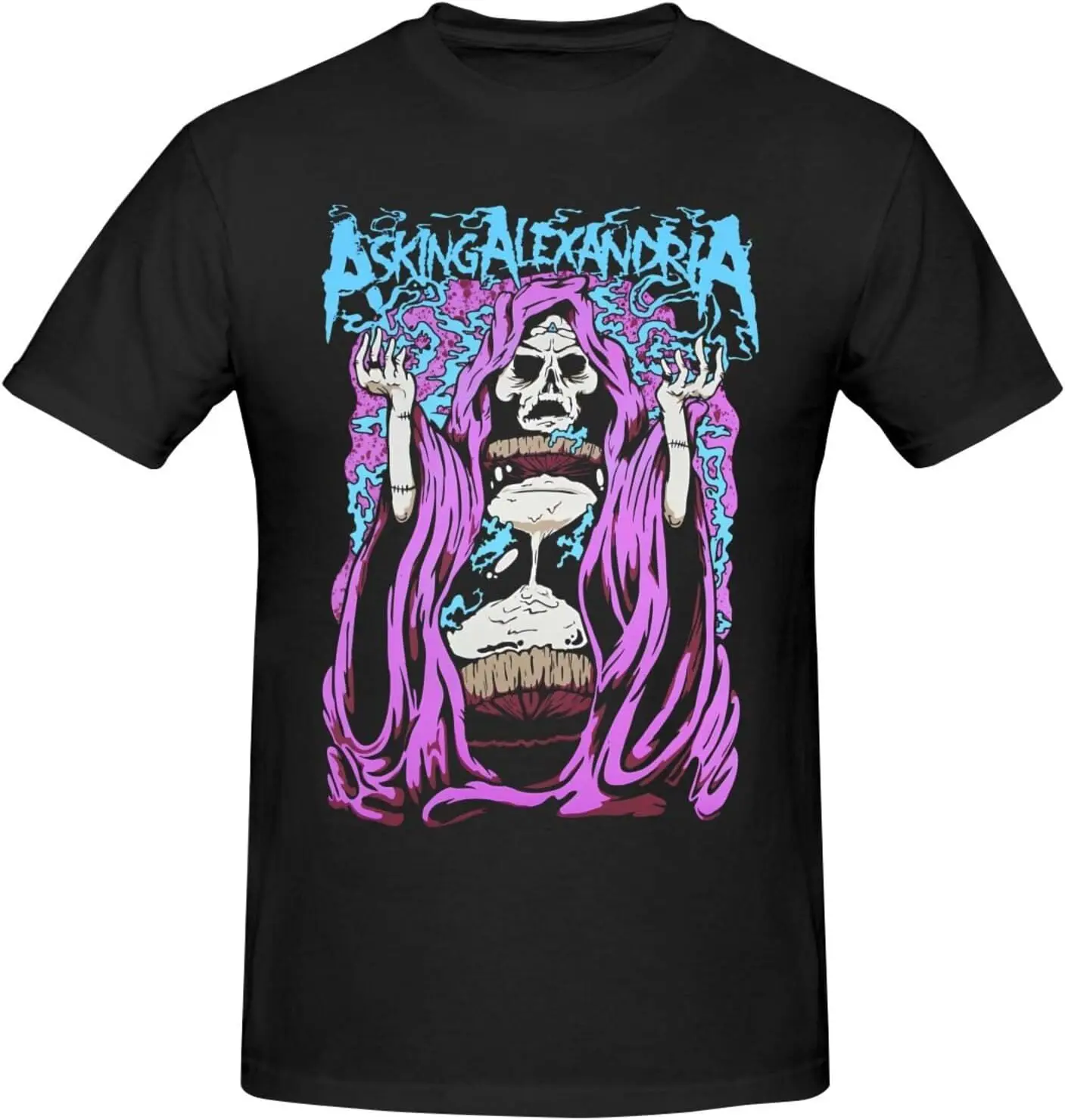 Asking Band Alexandria Men's Crew Neck Short Sleeve Tops Trend Versatile T-Shirt Black New Fashion Top Tees