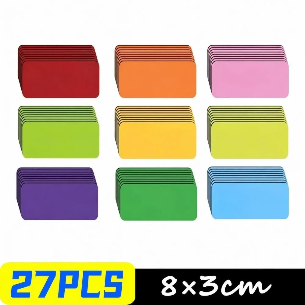 27pcs Dry Erase Magnetic Labels Erasable Reusable Erasable Fridge Magnet Labels Magnetic Name Tags, Whiteboard Magnetic Stickers