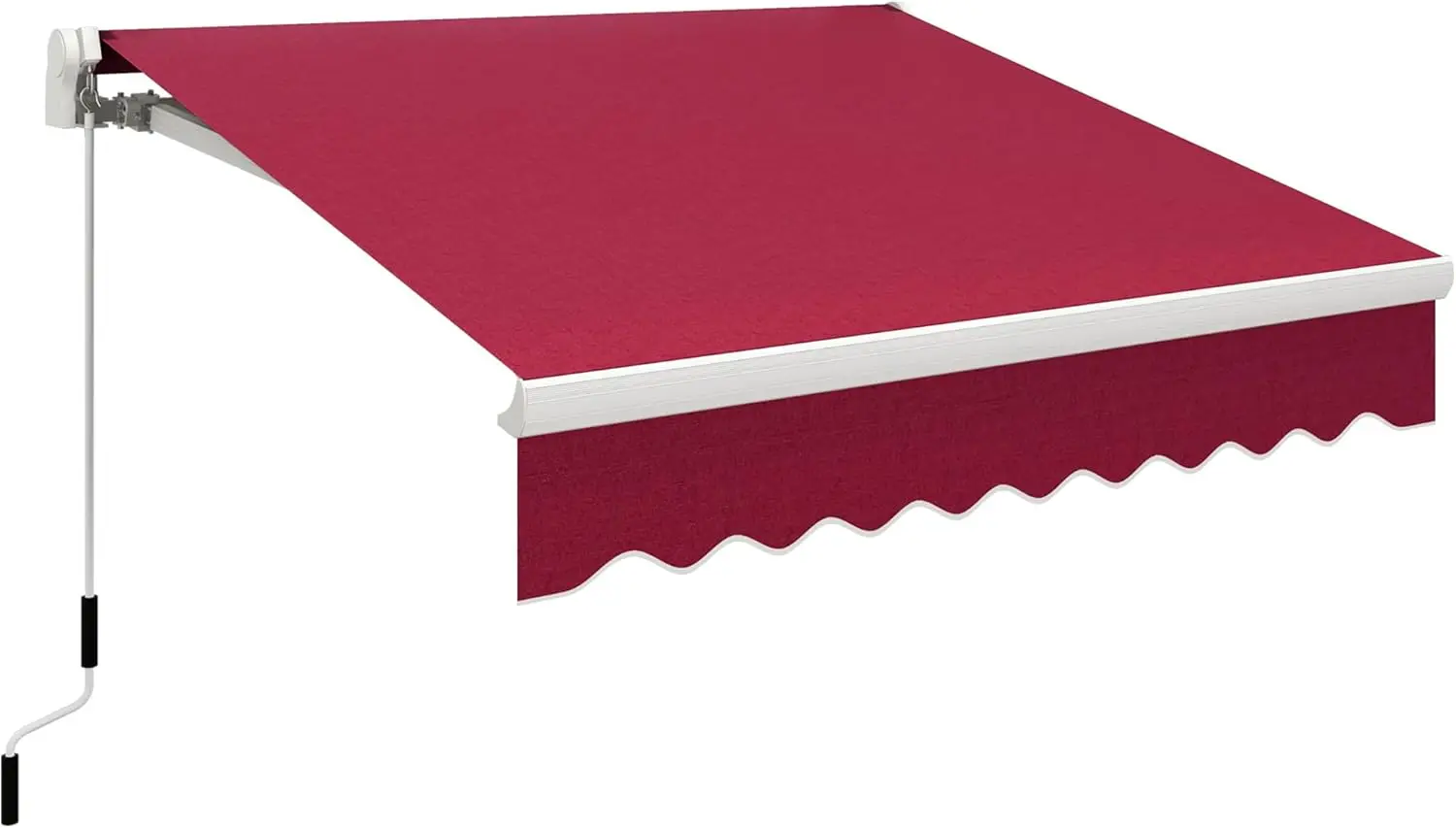 

8' x 7' Patio Retractable Awning, Manual Exterior Sun Shade Deck Window Cover, Wine Red