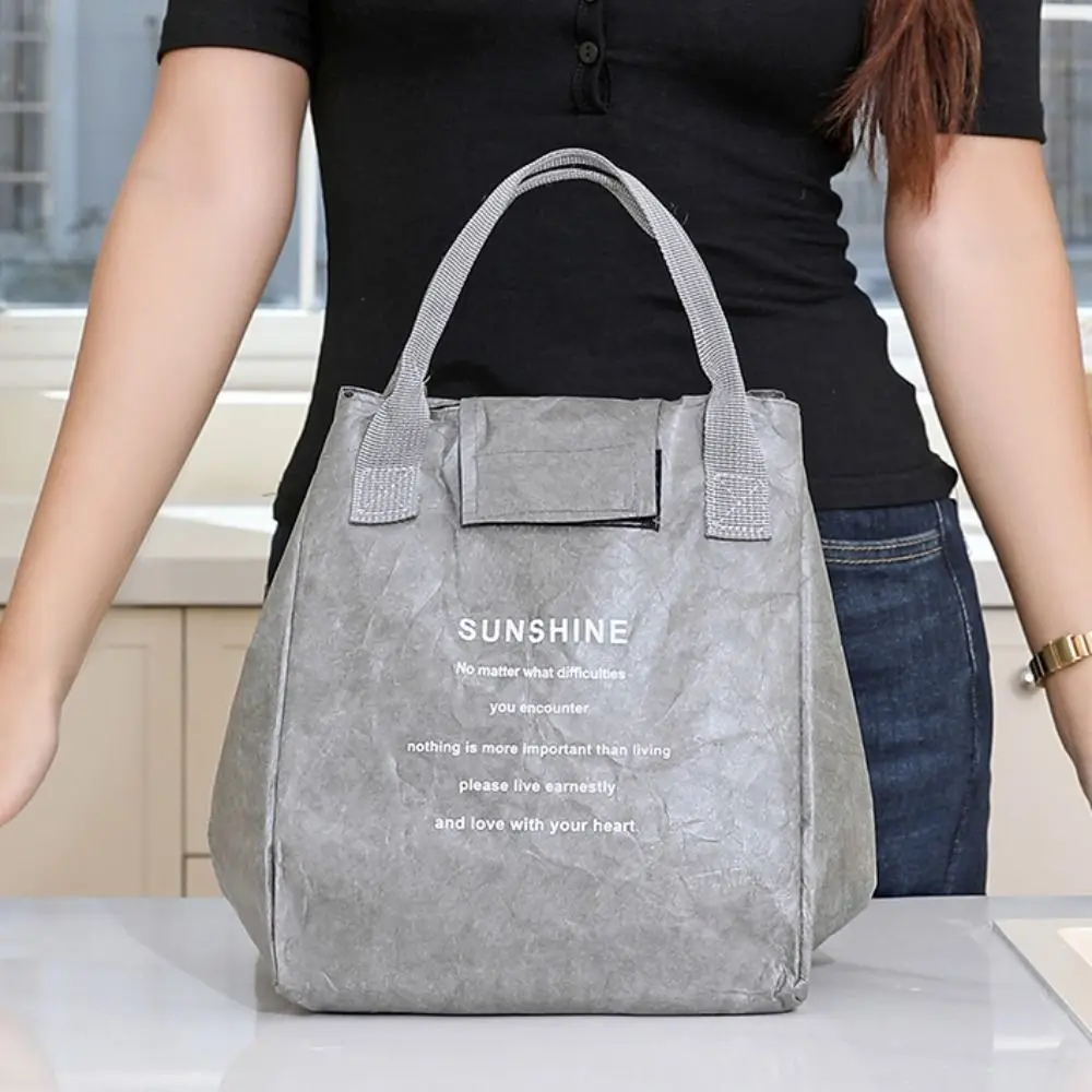 

Portable DuPont Paper Lunch Box Bag Waterproof Aluminum Film Kraft Paper Lunch Pack Thickened with Handle Insulated Tote Bag