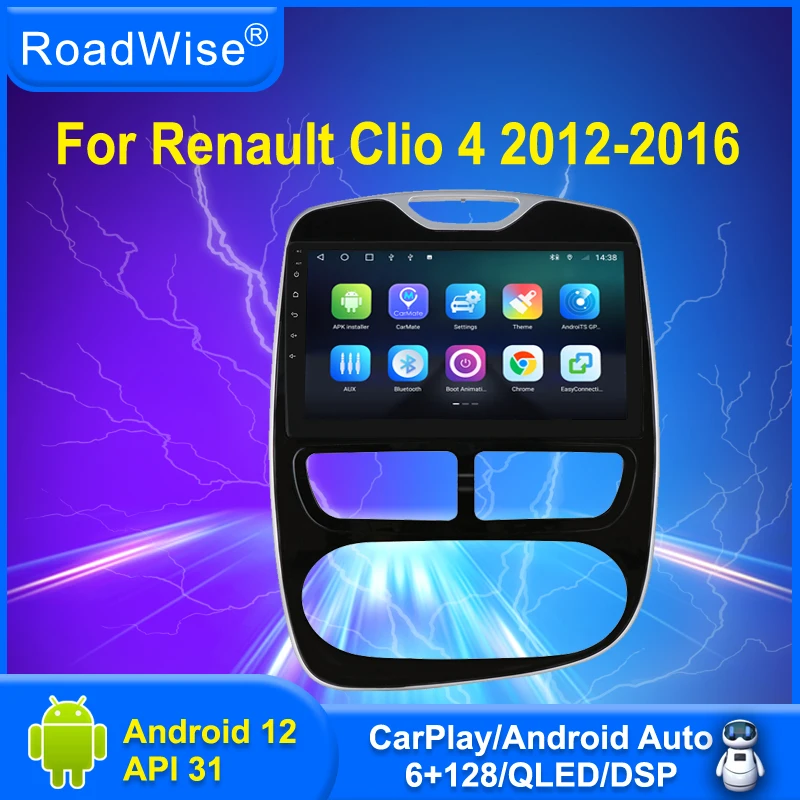 Roadwise 8+256 Android Car Radio For Reanult Clio 4 2012 2013 2014 2015 2016 Multimedia Carpaly 4G Wifi GPS DVD 2 Din Autoradio