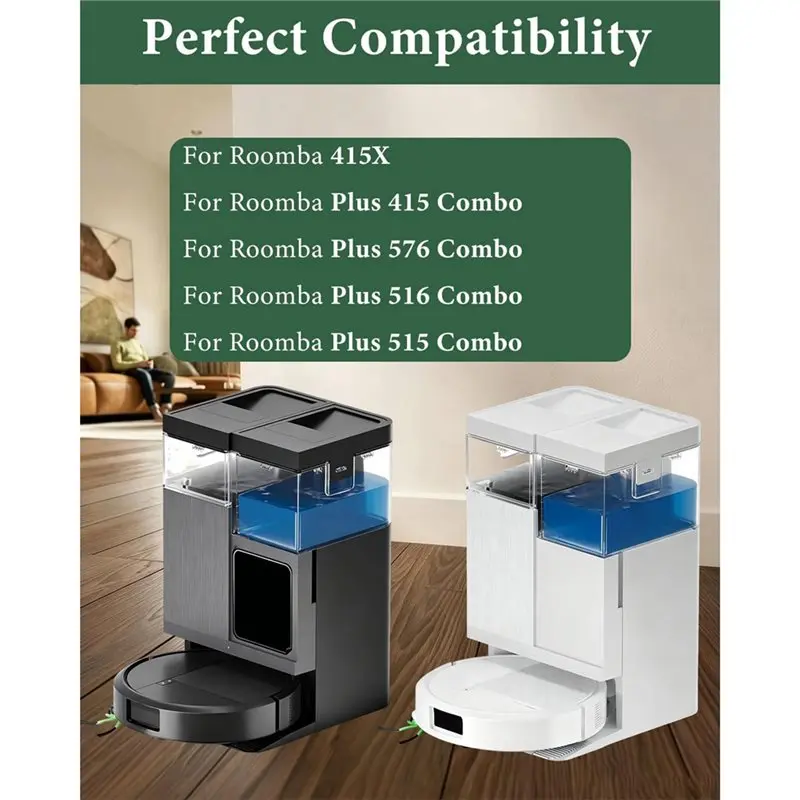 A52Q-Für Irobot Roomba 415X/Plus 415 Combo/515 Combo: 2 Rollbürsten, 4 Seitenbürsten, 4 Filter, 8 Wischtücher, 8 Staubbeutel – Detail 2
