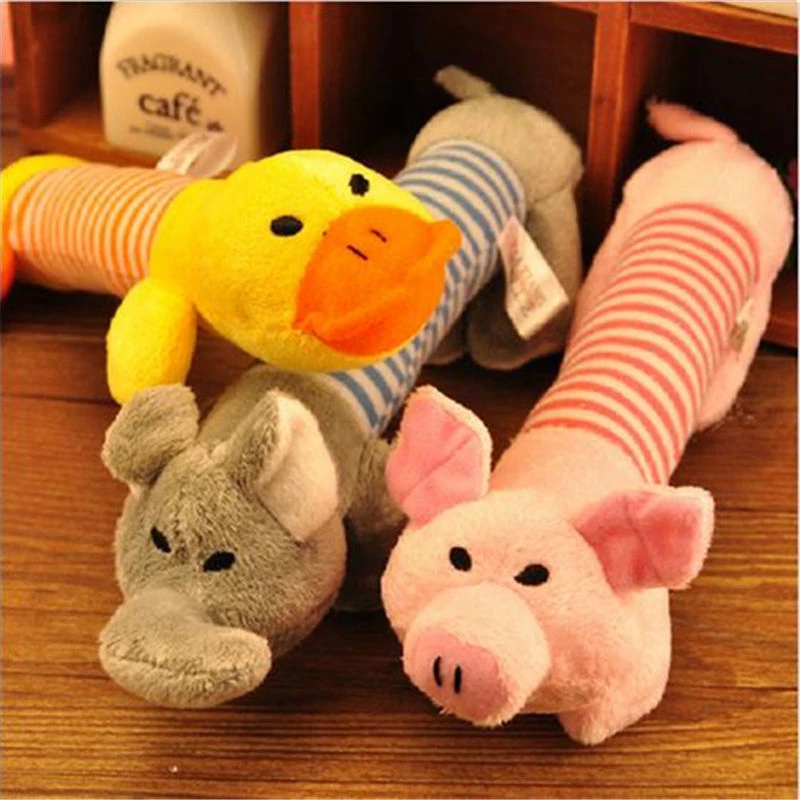 Pet Dog Cat Plush Squeak Sound Dog Toys Pet Puppy Chew Squeaker Squeaky Plush Sound Duck Pig & Elephant Toys