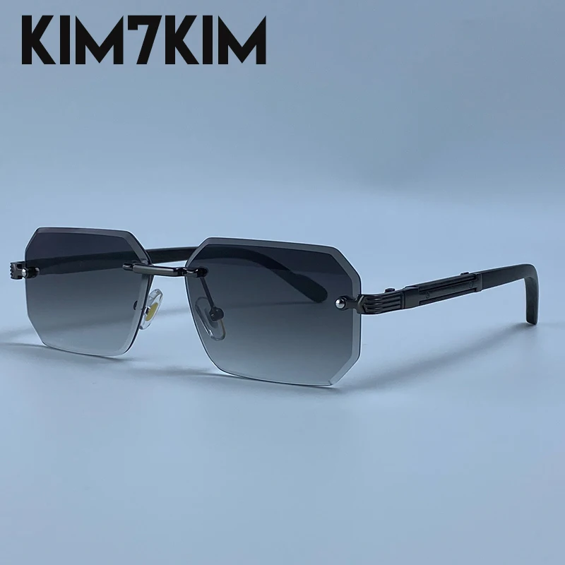 Randlose Rechteckige Sonnenbrille für Herren 2026 Luxus-Design Vintage Geometrische Quadratische Sonnenbrille Männliche Retro Punk Eyewear Fahrbrille