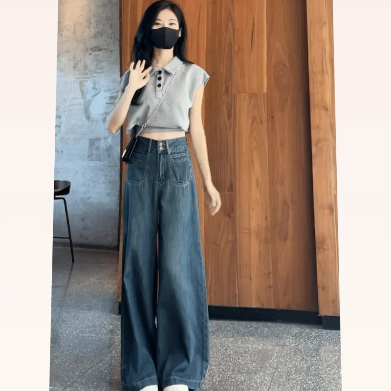High Waist Wide Leg Jeans Women Loose Flowy Straight Leg Floor Length Pants Vintage