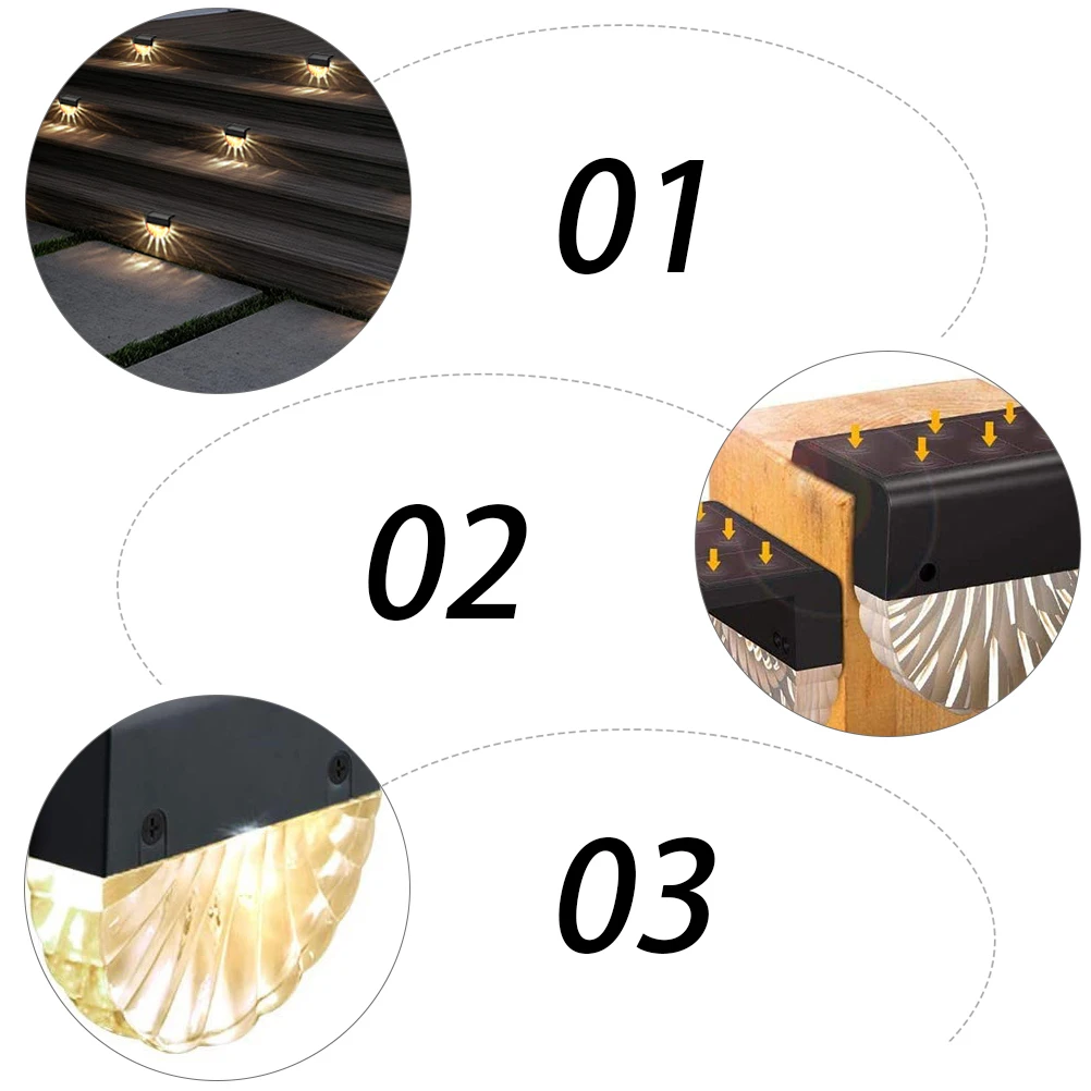 

2Pcs LED Powered Solar Fence Lamp Outdoor Solar Lights Waterproof Outdoor Fence Lamps Durable Practical Lighting
