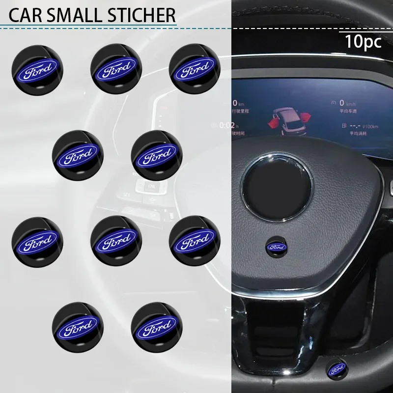 10Pcs 15mm Car Logo Stickers For Ford Focus MK6 Mondeo MK4 C-max Fiesta mk5 2007 2008 2009 2010 ranger fusion Auto Accessories