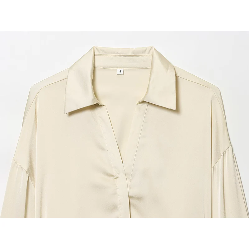 البلوزات الخريف المرأة 2025 جديد مكتب قمصان المرأة موضة سليم الخامس الرقبة حزام أنيق الشارع السفر الخريف قميص بلايز #4
