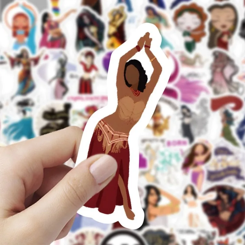 60Pcs Cartoon Beautiful Girl Belly Dance Graffiti Stickers for DIY Luggage Notebook Skateboard Guitar Phone Sticker Decoration