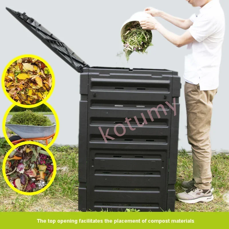 300/450L PP Compost Bin Garden Courtyard Compost Box Leaves Organic Fertilizer Fermentation Tank Garden Waste