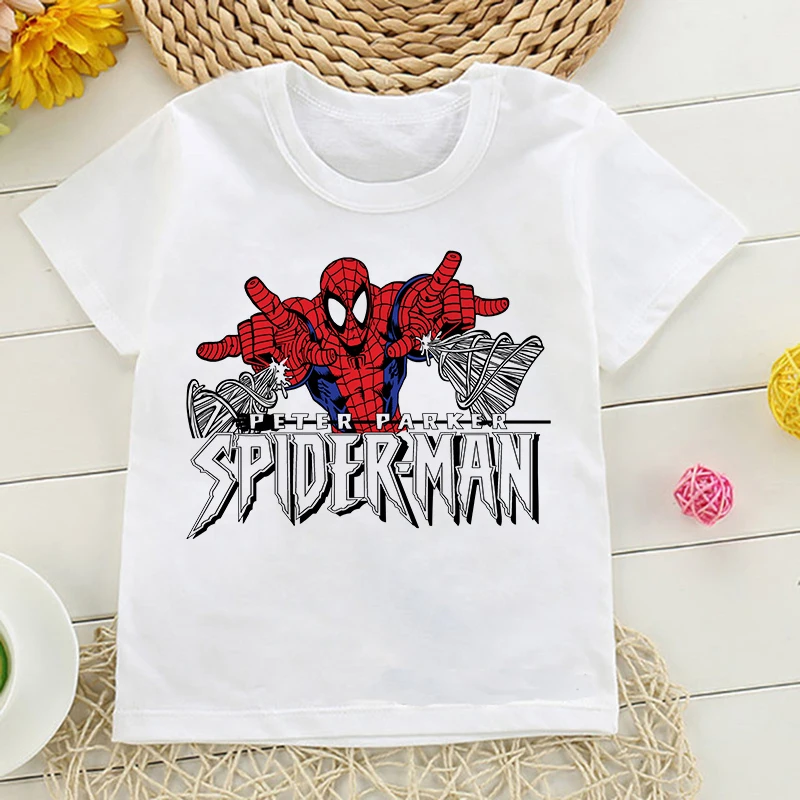 Cartoon Super Hero Spiderman T Shirt Children Kids T Shirt Boys Girls Baby Harajuku Fashion Graphic T-shirt Tshirt Tops