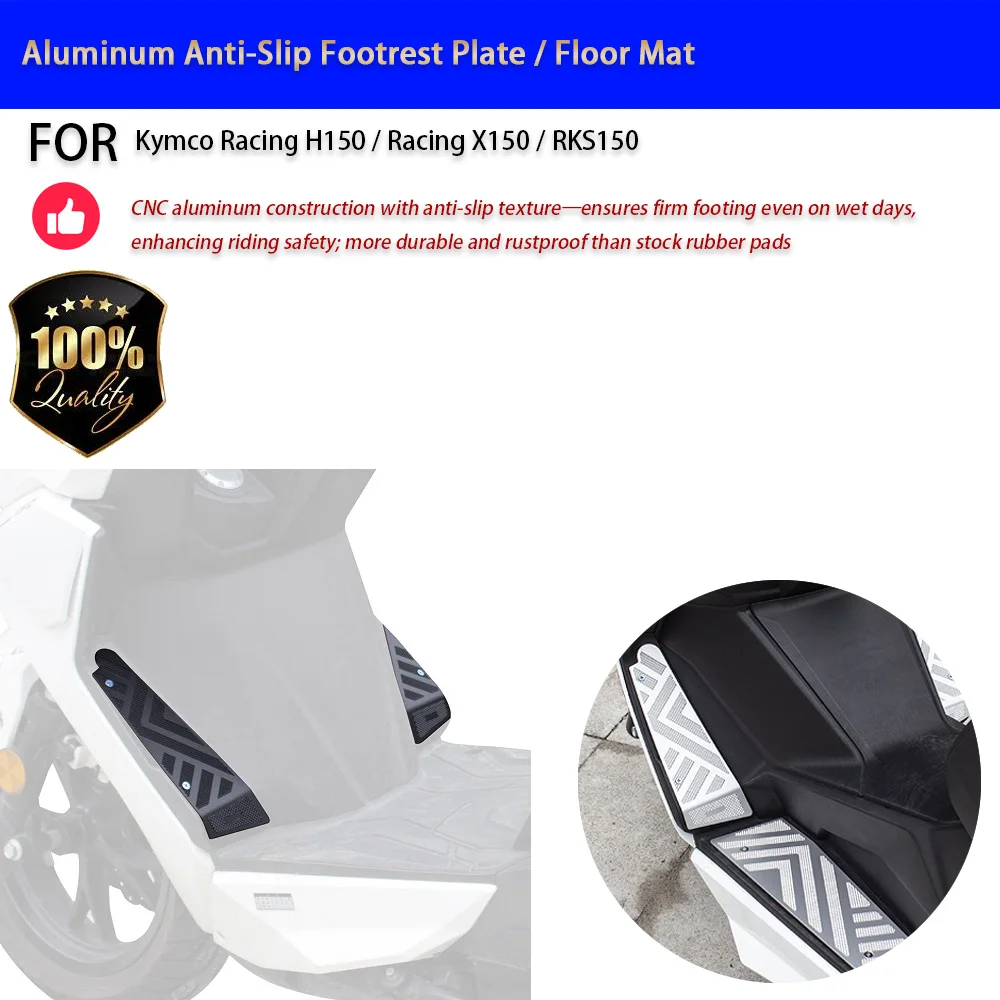 For Kymco Racing H150 X150 RKS150 Aluminum Anti-Slip Footrest Plate No-Drill Accesorios Moto Accessori Moto