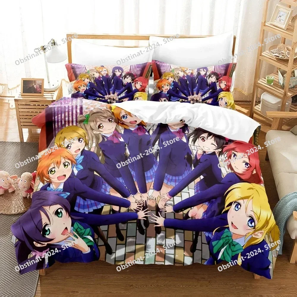 

3D Printed Love Live Bedding Set Pillowcase Anime μ's Printed Bed Set Duvet Cover Pillowcase Bed Linen Sheet Quilt Full Size