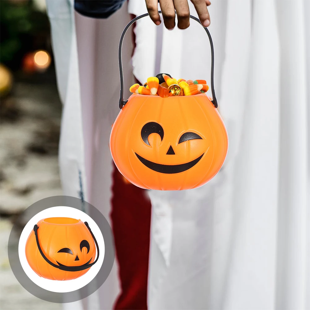 

6 Pcs Mini Halloween Pumpkin Buckets Portable Candy Pails Bulk Storage Bucket Sturdy Plastic Handle Kids Collect