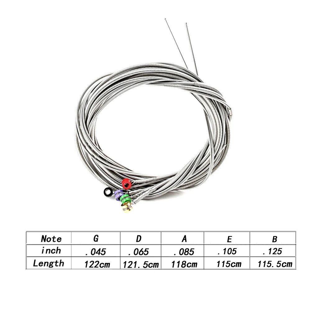 Juego de cuerdas de acero inoxidable de 5 piezas con extremos de bola de Color para bajo eléctrico de 5 cuerdas, piezas de repuesto para guitarra