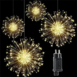 Guirnalda de luces LED para exteriores, guirnalda de luces de hadas de fuegos artificiales para fiesta, boda, decoración de Año Nuevo, 5/10 piezas