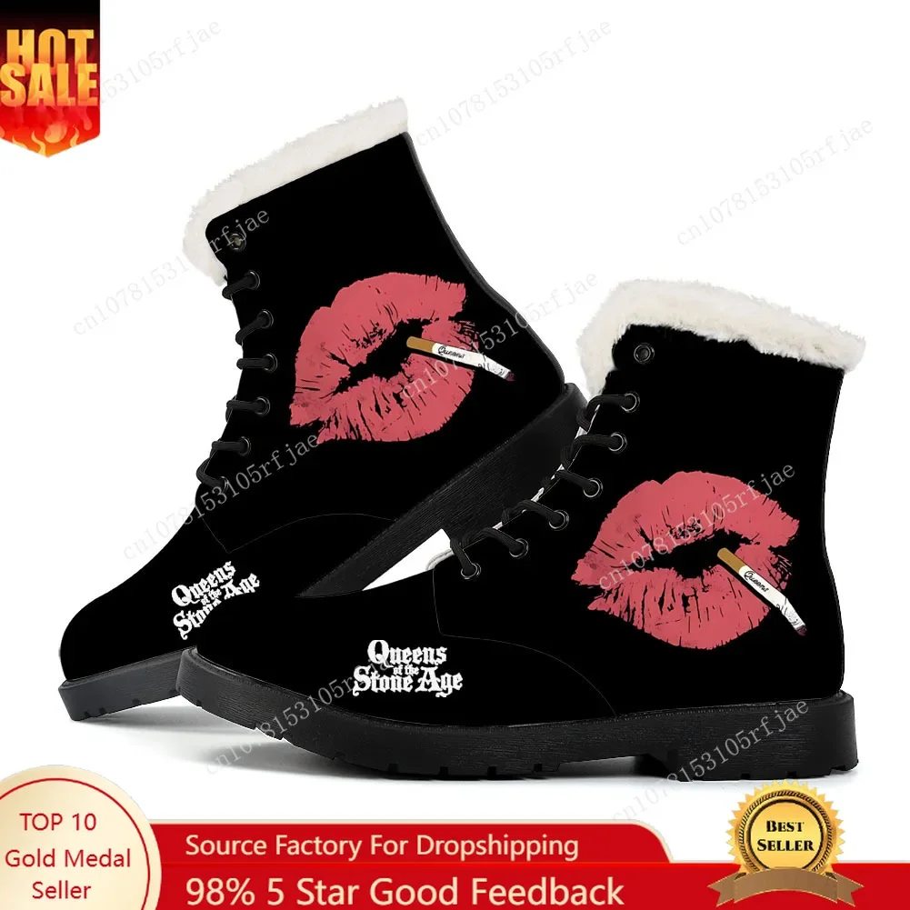 Queens of the Stone Age Rock Band Plush Boots Mens Women Teenager Shoes Casual Boot Light High Quality Couple Customize Shoe