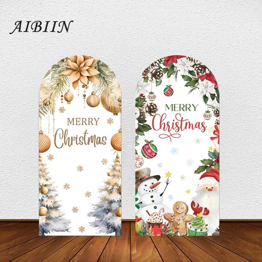 

AIBIIN Merry Christmas Background Arch Doubleside Winter Christmas Festival Party Decoration Customizable Photography Background