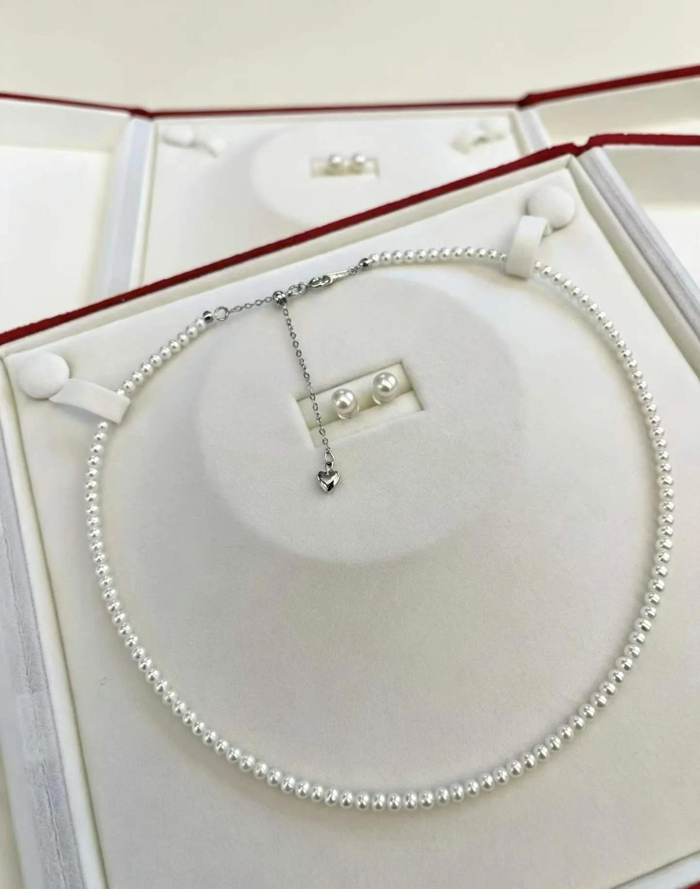 Certificated 925 Sliver 2pcs Natural Aurora Round Freshwater Pearl Jewelry Set Simple Beaded Choker Necklace/5-6mm Earring Jewel