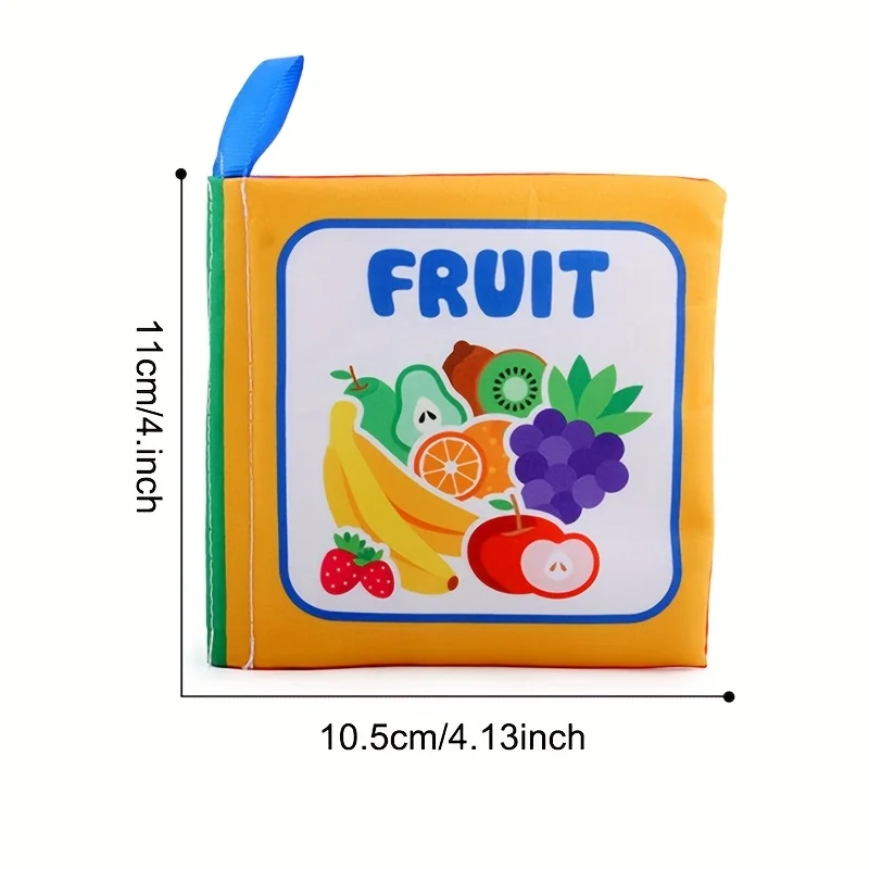 لعبة كتاب قماش وقت البطن باللونين الأبيض والأسود للأطفال والأطفال الصغار، الأبجدية/الحيوانات/الشكل/اللون/الفاكهة/الناقل المعرفي #6