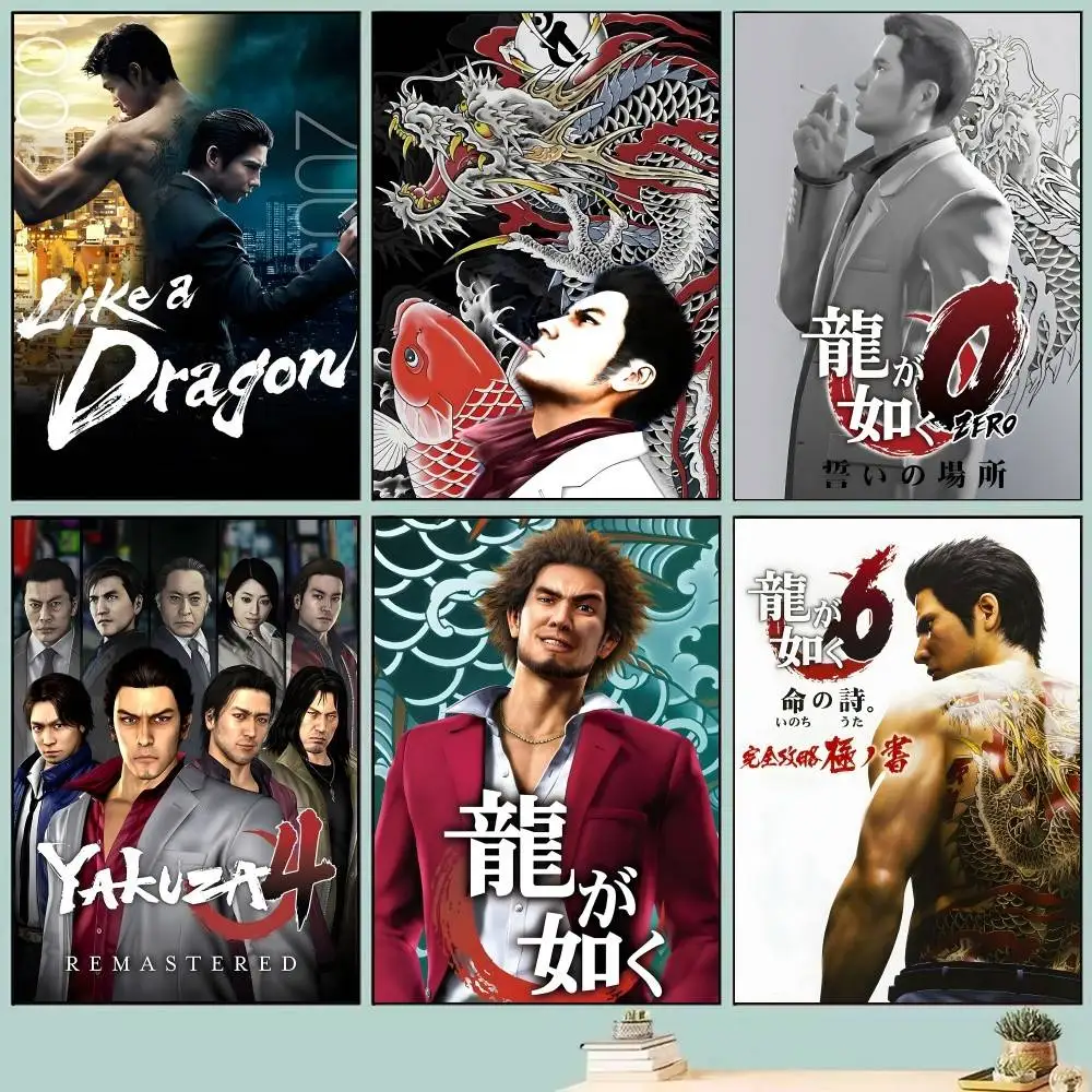 Classic Game Yakuza Like a D-Dragon Posters Self Adhesive Waterproof Ideal For Living Room Bedroom Bar Decoration