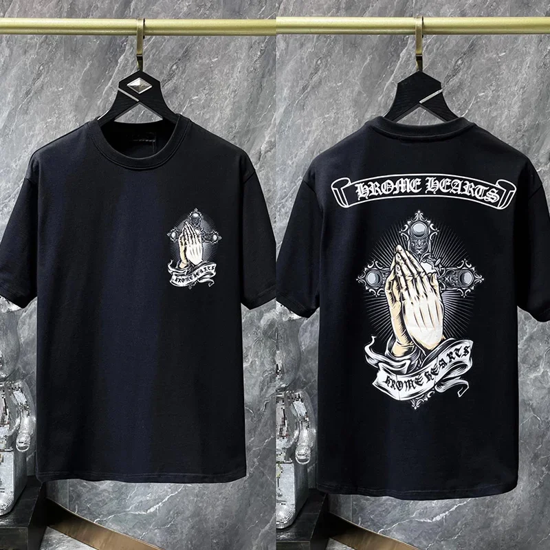 2025 Новая горячая мода, высококачественная брендовая дизайнерская футболка с принтом, летняя хит продаж, высококачественная мужская футболка из чистого хлопка Harajuku