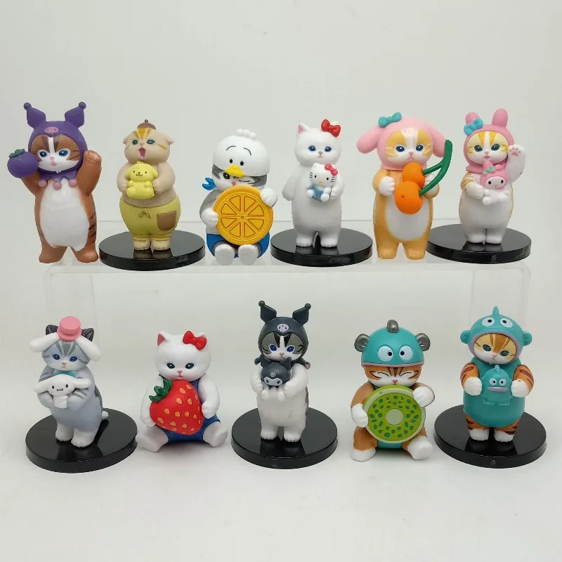 

11pcs/set Anime Peripheral Mofusand Cartoon Cat Action Figure Model Birthday Gift Toy