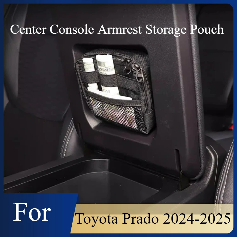 For Toyota Prado 2024-2025 Center Console Armrest Storage Pouch Concealed Organizer Privacy Interior