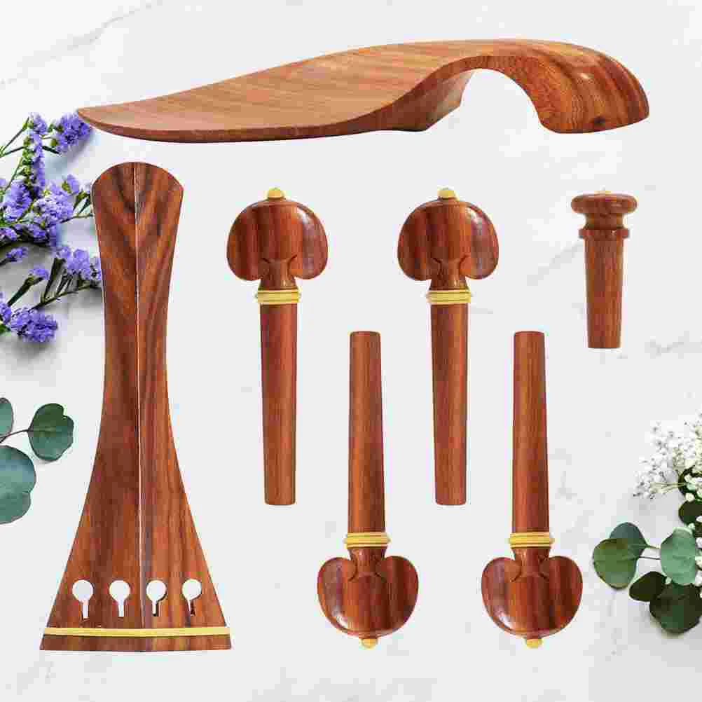 

1 Set 4\4 Violin Spare Rosewood Violin Tailpiece Chinrest Peg Endpin Kit Violin Fittings Decoration Violin Chinrest