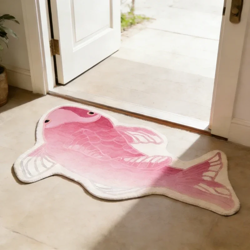 Good Luck Koi Carp Carpets for Living Room Cute Funny Bedroom Decor Carpet Fluffy Soft Irregular Rug Home Thick Plush Floor Mat