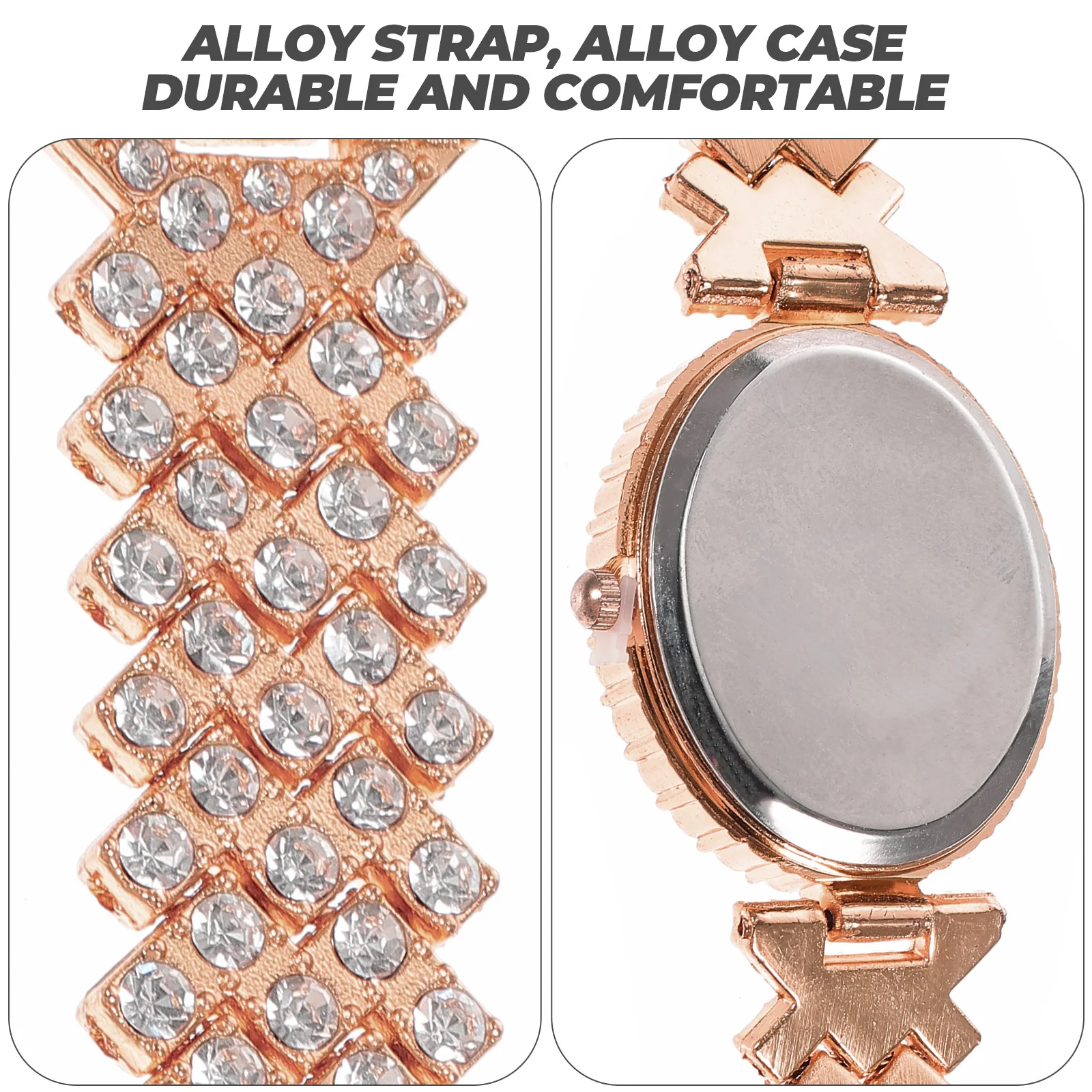 

Delicate Women Rhinestone Embellished Lightweight Skin-Friendly Wrist Watch Decor Elegant Leisure Style Adjustable Belt