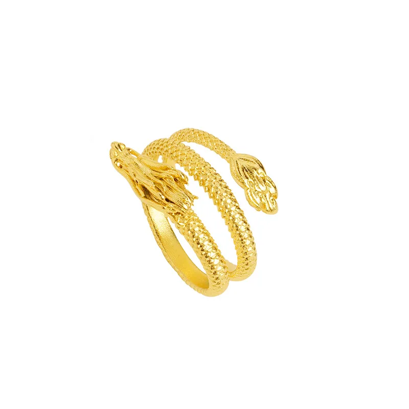 

Роскошное кольцо из чистого золота 9999 пробы 24 карата с настоящим золотом Panlong, кольцо с китайским драконом зодиака