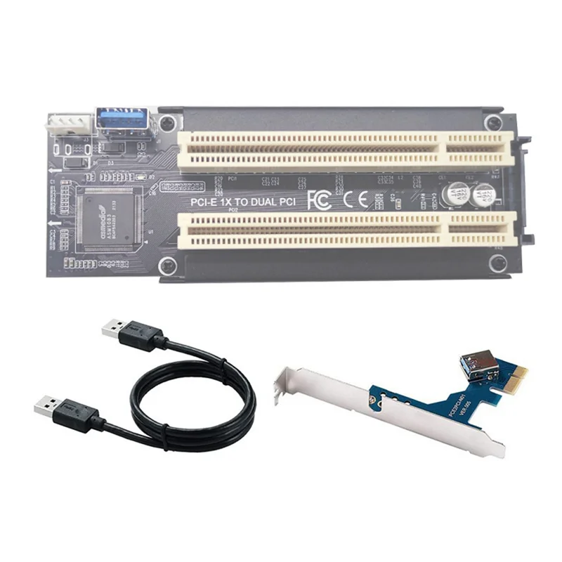 

Pci-E к двойному Pci-Express X1 Pcie к 2 Pci адаптер переходная карта с кабелем USB 3,0 для последовательной Sata звуковой видеокарты