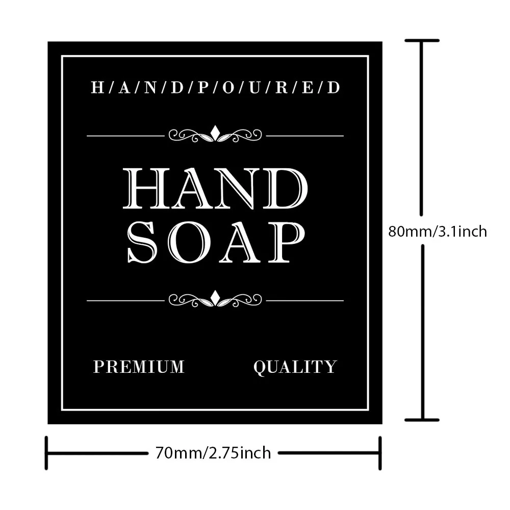 Black and White Waterproof Bathroom Square Bottle Stickers 7*8cm 120pcs Printed Shampoo Labels Matte Strong Adhesive