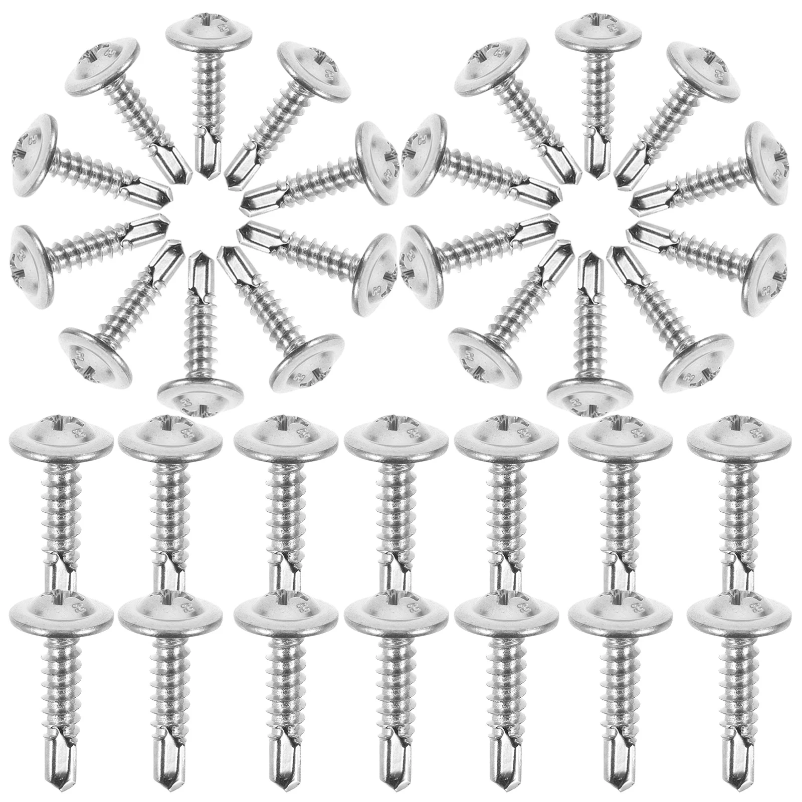 

100pcs Self Drilling Screws 4.2x19mm Carbon Steel Flat Sheet Metal Fasteners for Wood Wall Repair Strong Self