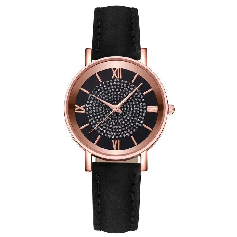 New Style Starry Sky Dial Watches for Women Fashion Roman Scale Rhinestone Leather Ladies Quartz Watch Female Wrist Watch