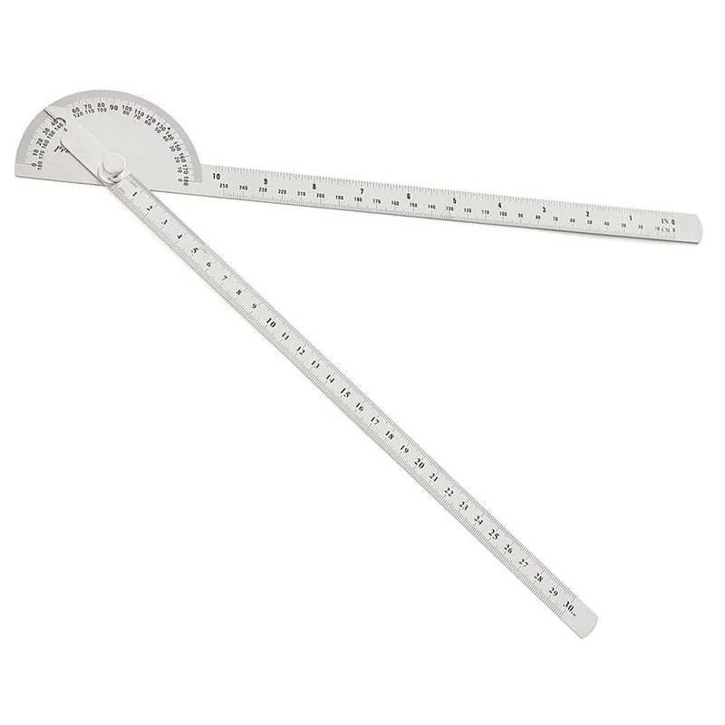 Hoekzoeker Zwenkarm Gradenboog 0-180 Graden Rvs Goniometer Gradenboog Liniaal 250Mm