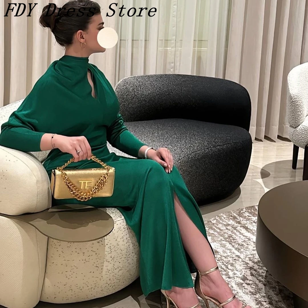 ที่กําหนดเอง Mermaid ชุดราตรีแขนยาวคอชุดราตรีข้อเท้าความยาว Elegant Party Dresses vestidos de fiesta